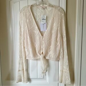 WAYF NEW WITH TAGS Knotted Lace Crop Top size XL MSRP $75